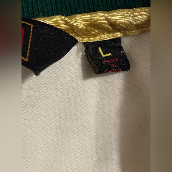COOGI white polo, red and green stripe gold size large Y2K vintage - Picture 6 of 10